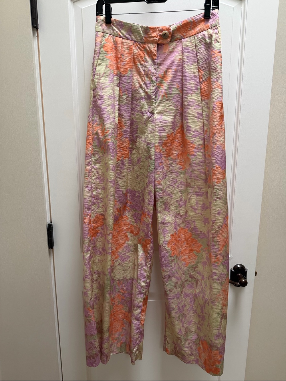 Dries Van Noten Floral Print Wide Leg Trousers Pants Size 34